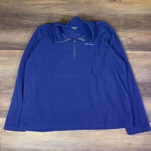 Eddie Bauer Fleece Quarter Zip Pullover Mens 2XL Blue Sweater Outdoor Casual